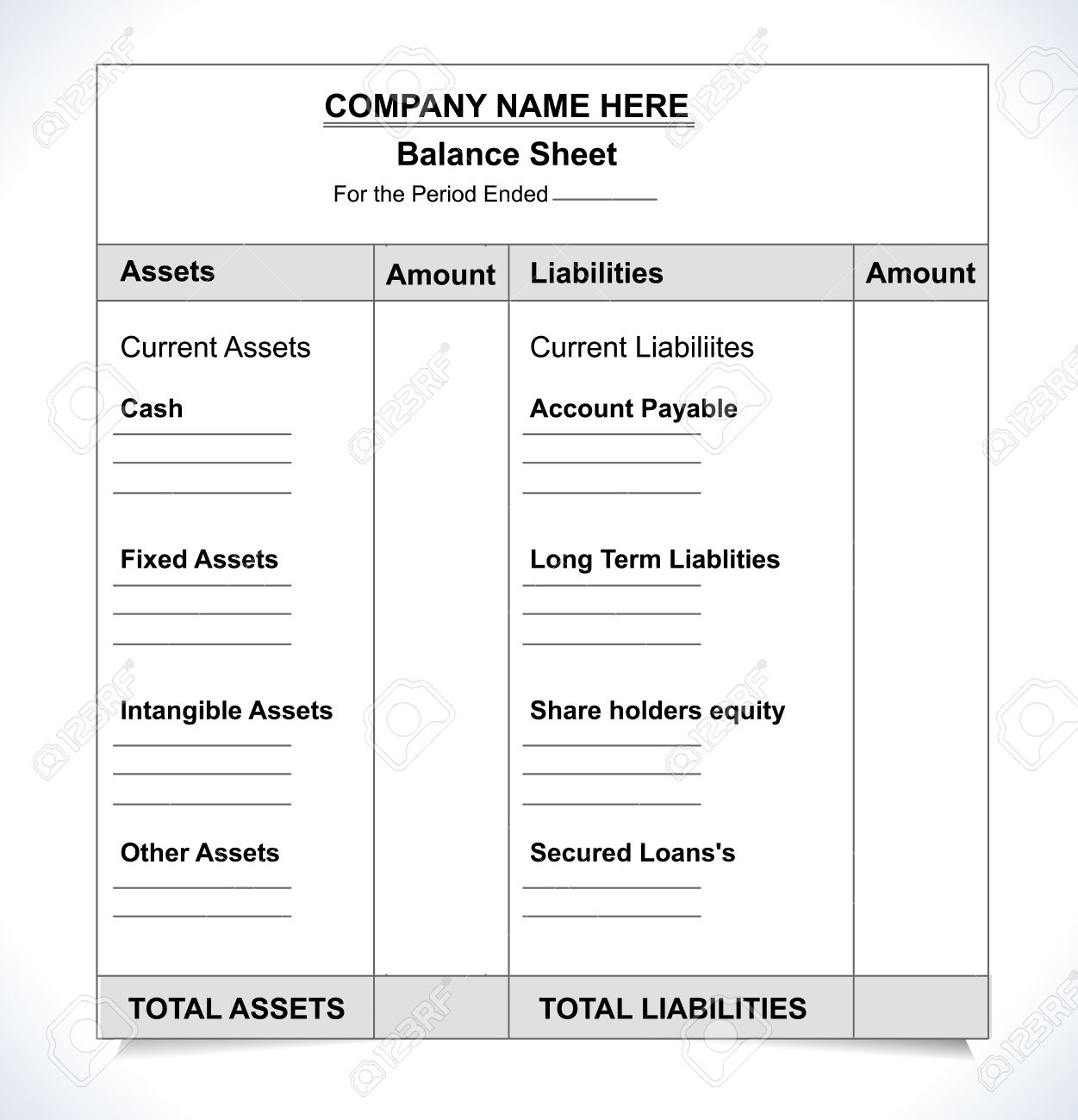 balance sheet format unfill paper balance invoice form invoice sheet