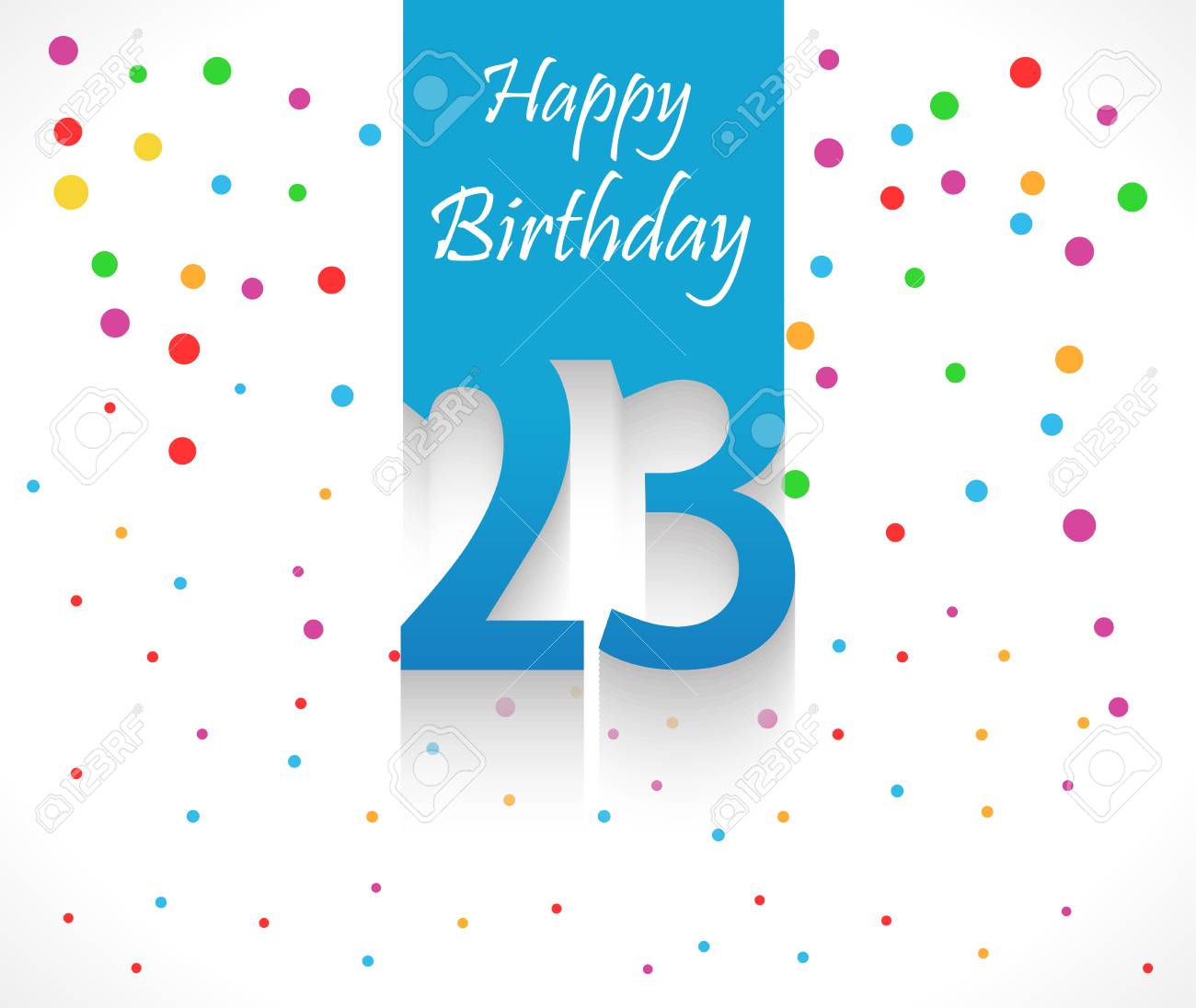 Fond De Joyeux Anniversaire 23 Ans Ou Carte Avec Des Confettis Colores Avec Des Pois Vecteur Eps10 Clip Art Libres De Droits Vecteurs Et Illustration Image