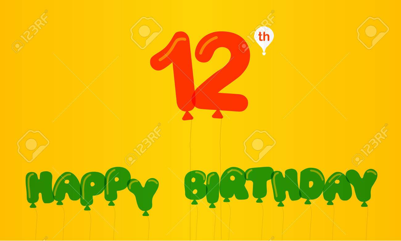 Vettoriale 12 Anni Colore Piatto Festa Di Compleanno 12 Anniversario Decorativo Stile Moderno Appartamento Image 58176633