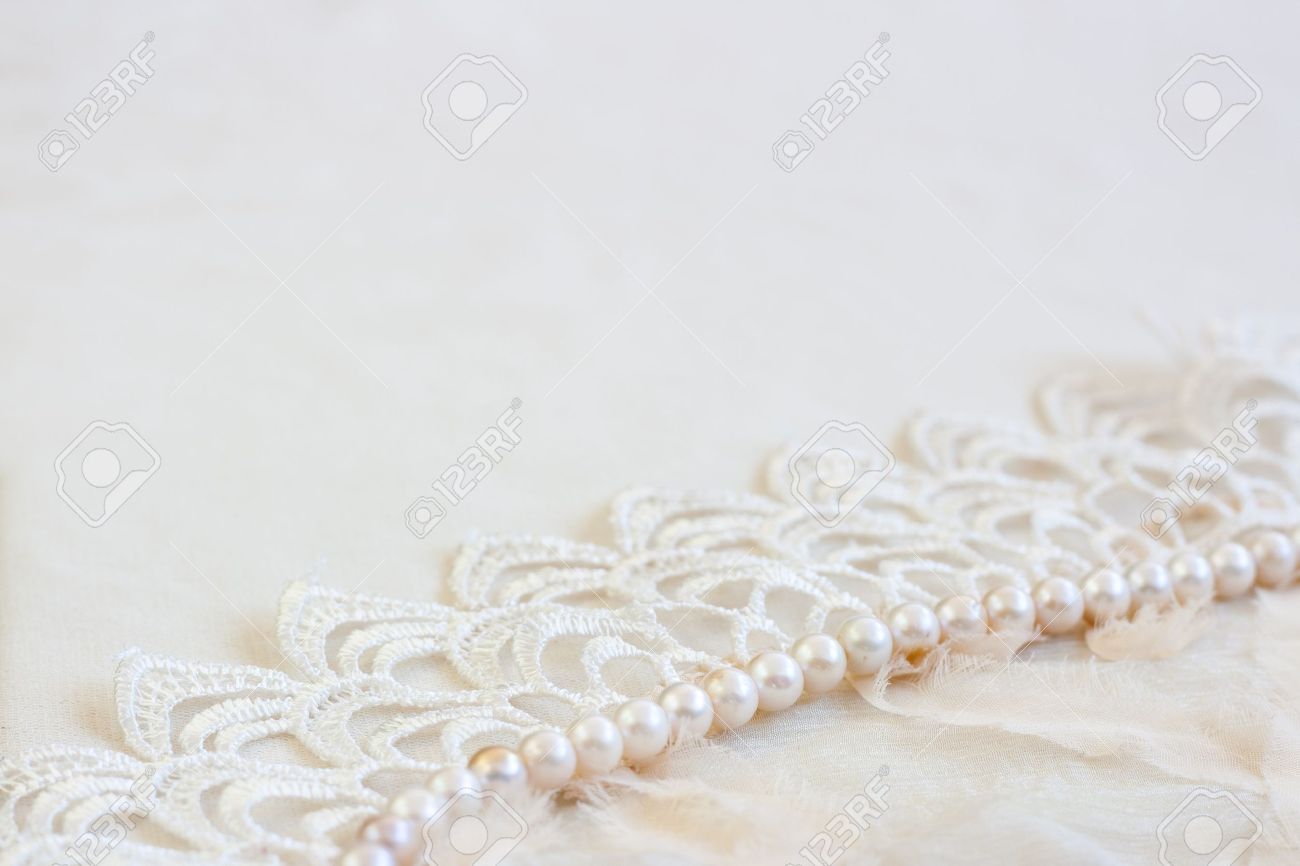 Lace And Pearls Vintage Background Stock Photo Lace And Pearls Vintage Background Stock Photo