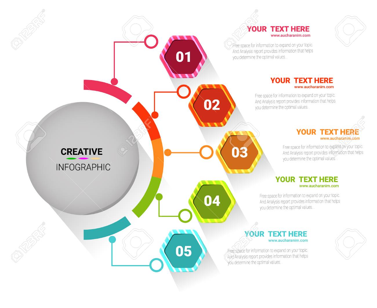 vector half circle arrows infographic template for cycle diagram