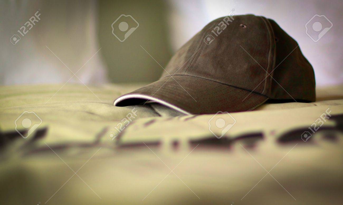 hat on the bed