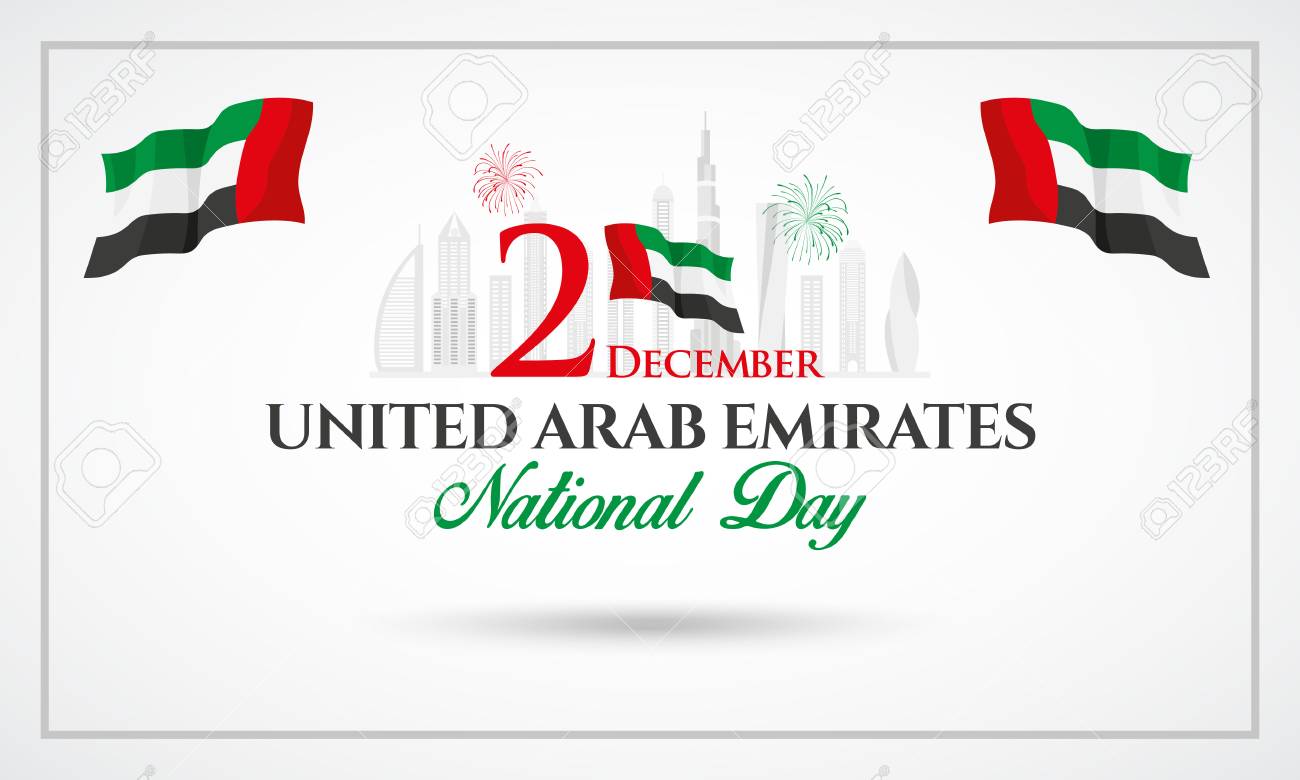 UAE National Day Logotype With UAE National Flag And Confetti. Vector  Illustration For UAE National Day Greeting Card, Banner, Flyer And Poster  Royalty Free SVG, Cliparts, Vectors, And Stock Illustration. Image  117614624.