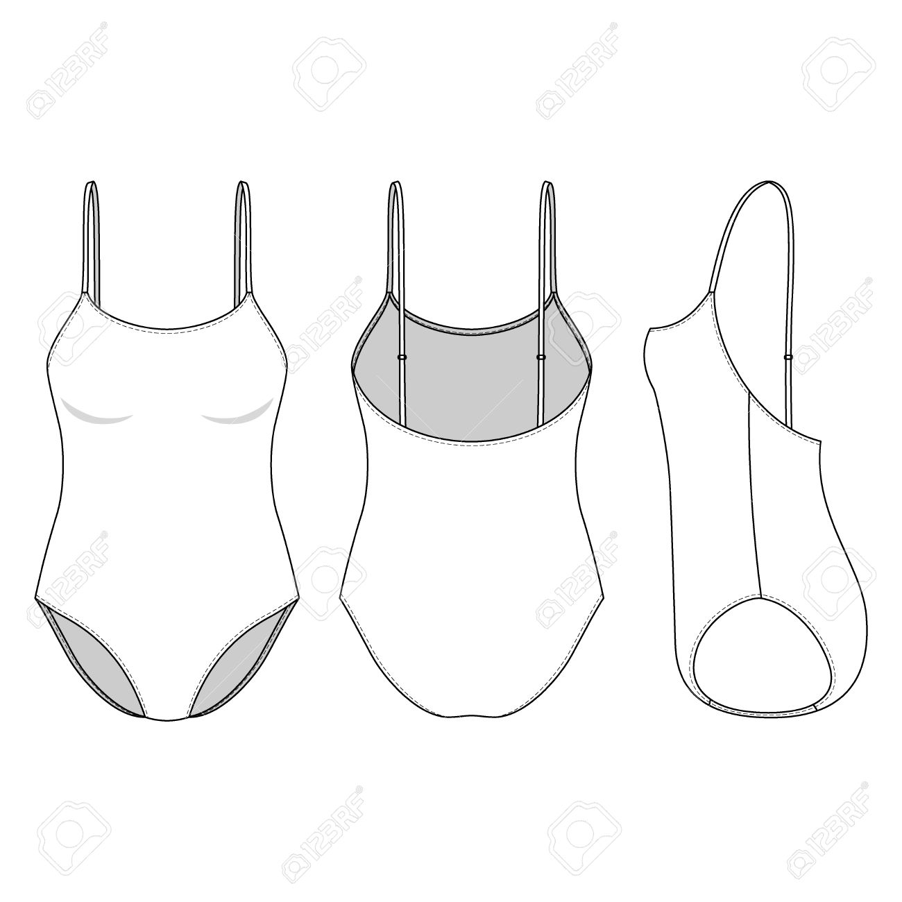 swimsuit in front back and side views blank templates casual