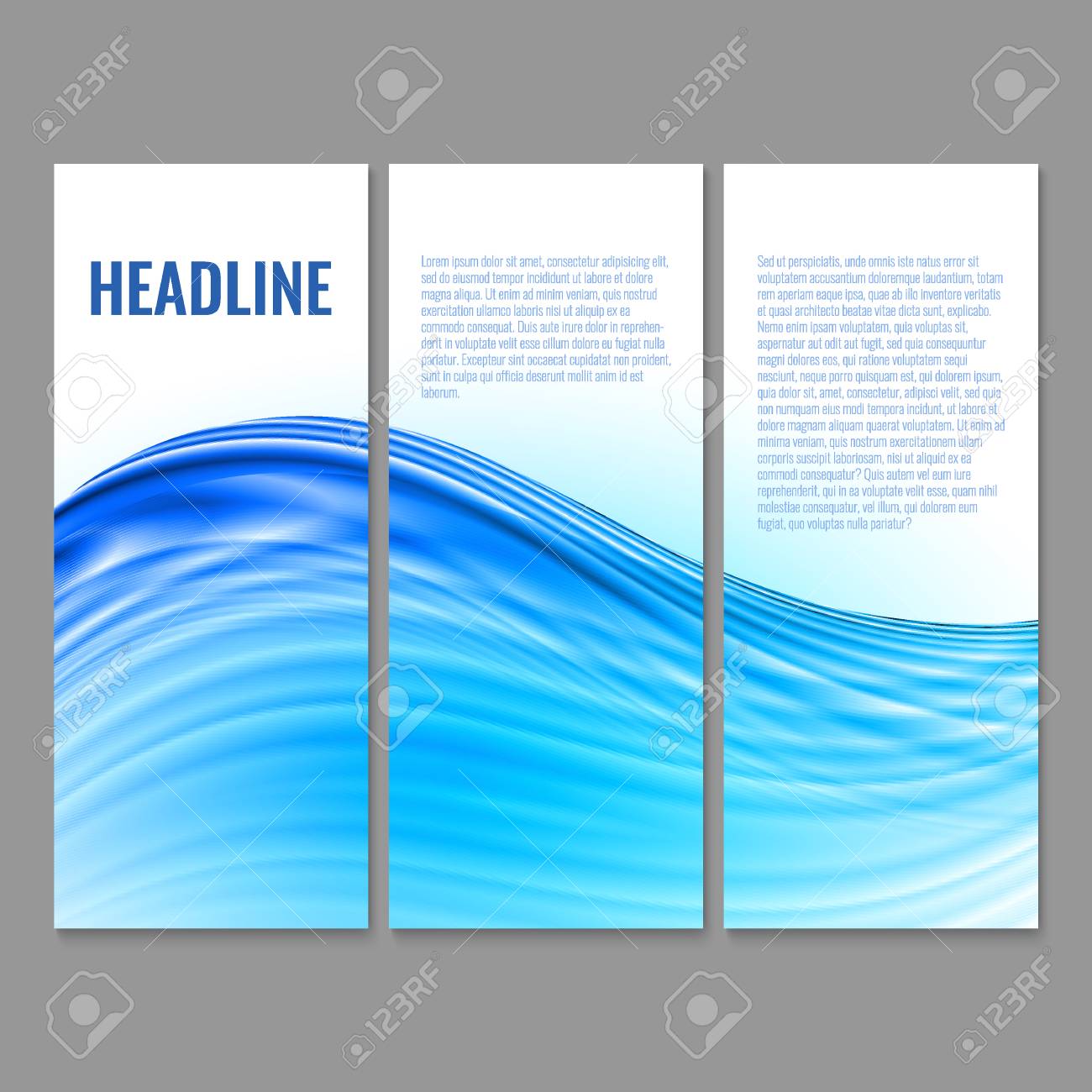 set of wavy flyers business corporate style or web clean design surrealistic flyers