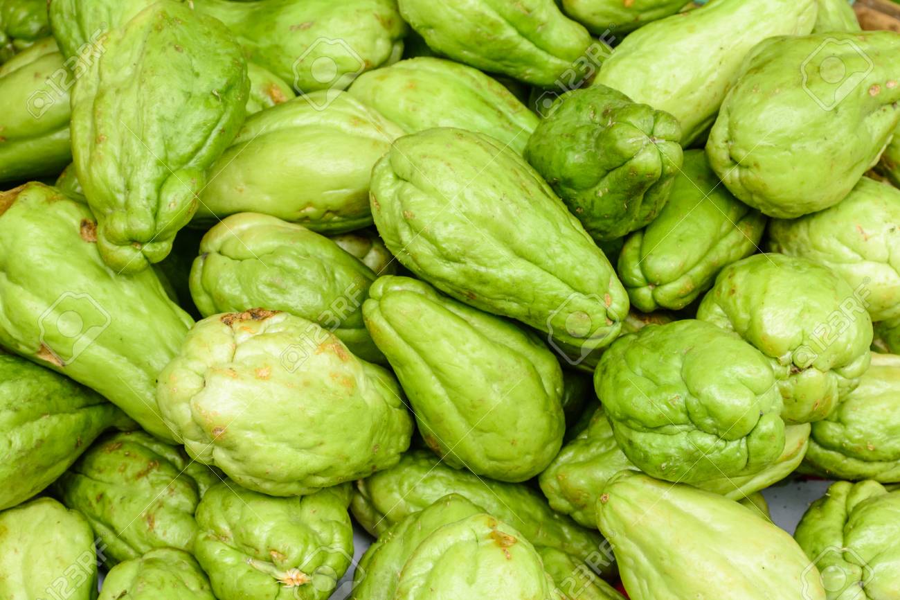 closeup photo of fresh vegetable marrow or chayote stock photo