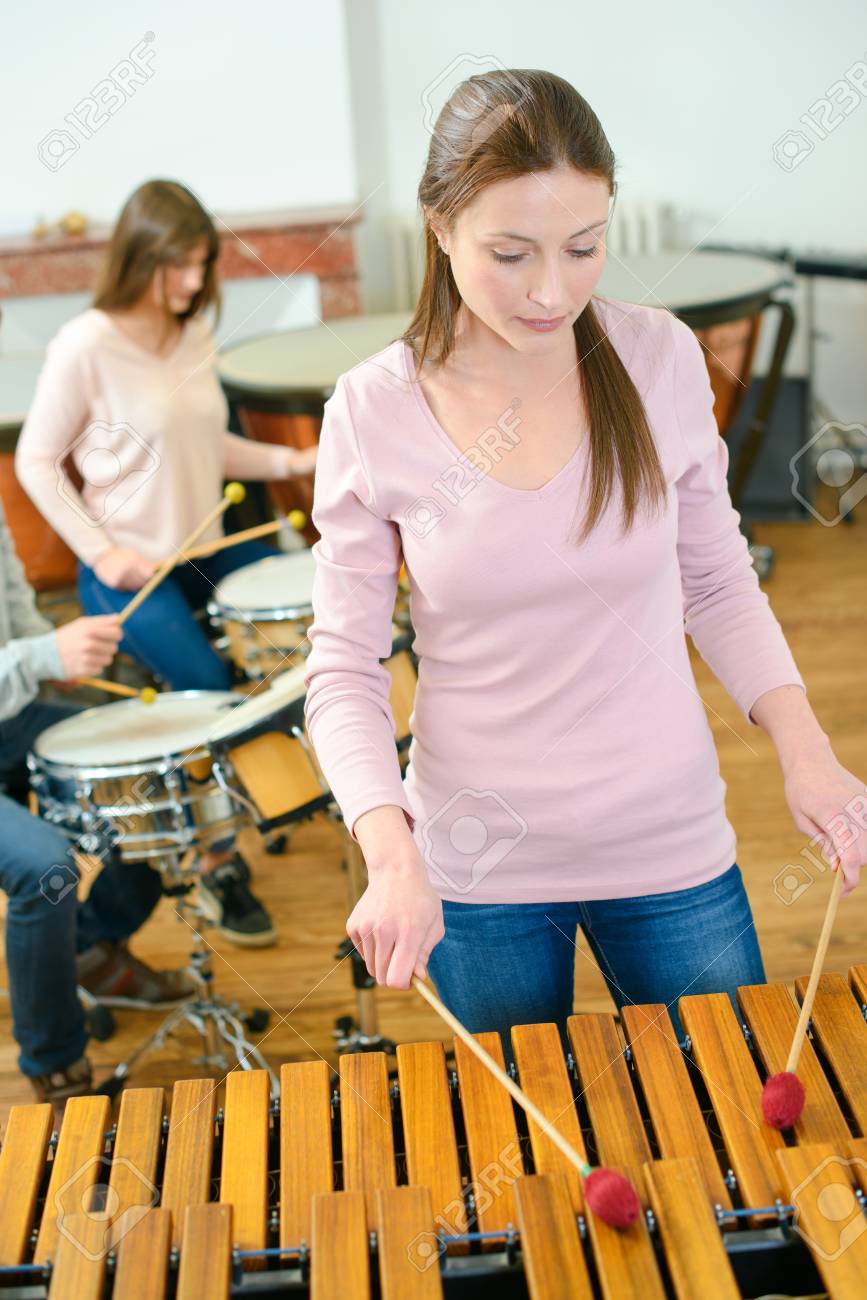 Woman Playing Xylophone Stock Photo Picture And Royalty Free Image Image