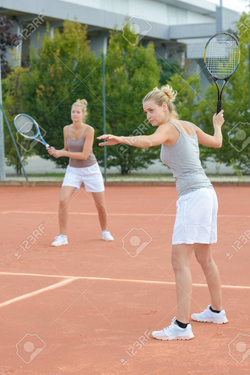 Close Up Two Attractive Female Tennis Players Have A Fun Stock Photo Picture And Royalty Free Image Image