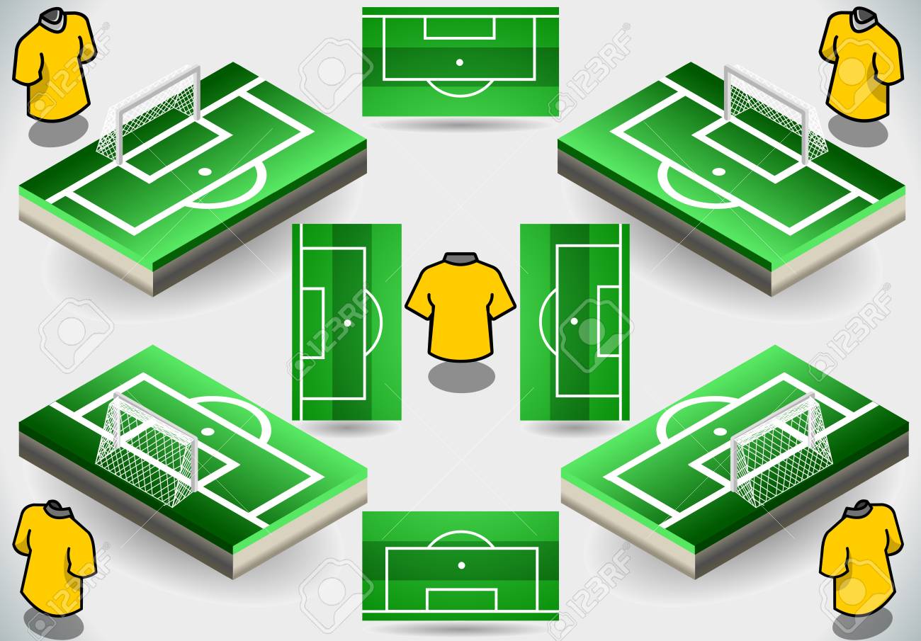 設定のサッカーのペナルティ エリアとアイコンの詳細なイラスト のイラスト素材 ベクタ Image
