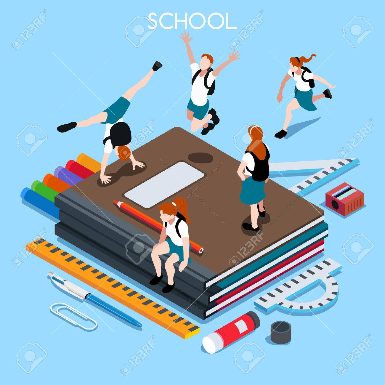 School Chancellery Set 04. Interacting People Unique Isometric Realistic Poses. NEW lively palette 3D Flat Vector Illustration. Happy Back to School - 44080018 School Chancellery Set 04. Interacting People Unique Isometric Realistic Poses. NEW lively palette 3D Flat Vector Illustration. Happy Back to School - 44080018