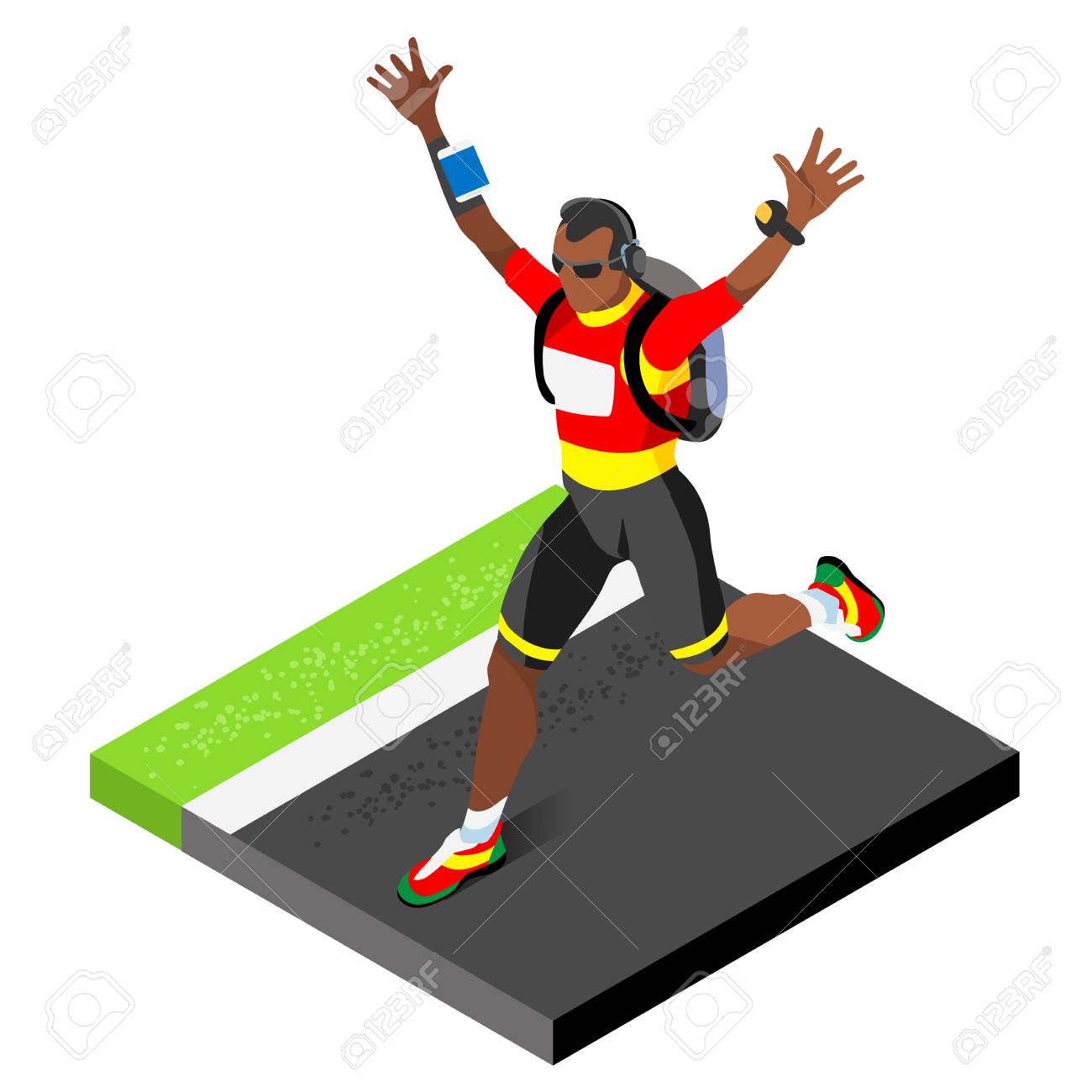 Marathon Runners Athletic Training Working Out Gym Runners