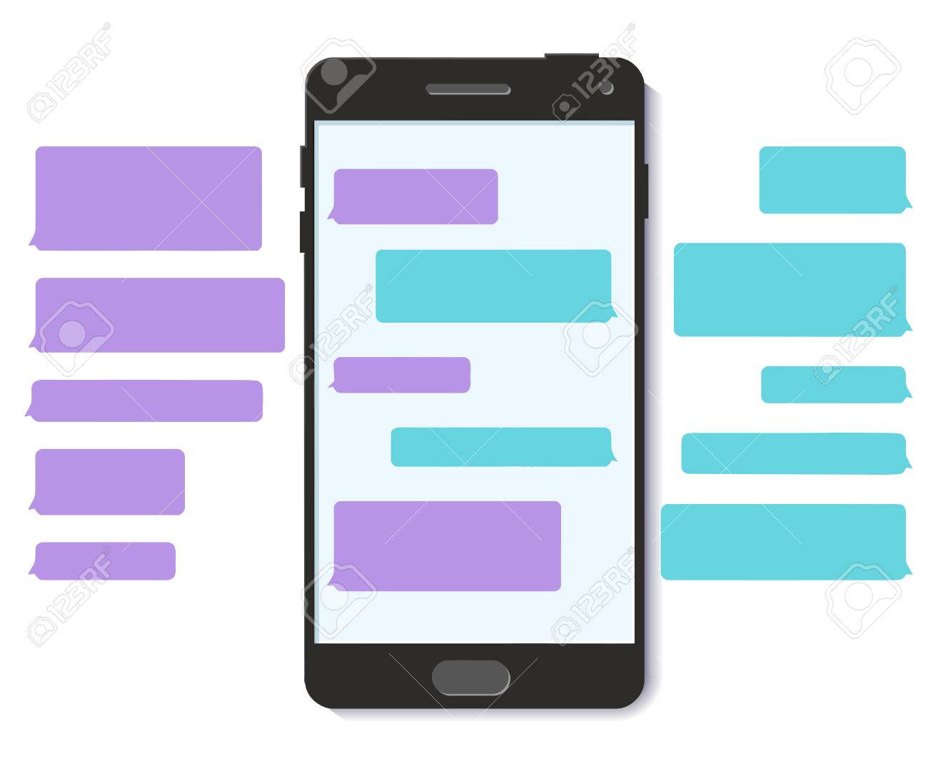 chatbot chat text message bubble template 3d flat vector mobile