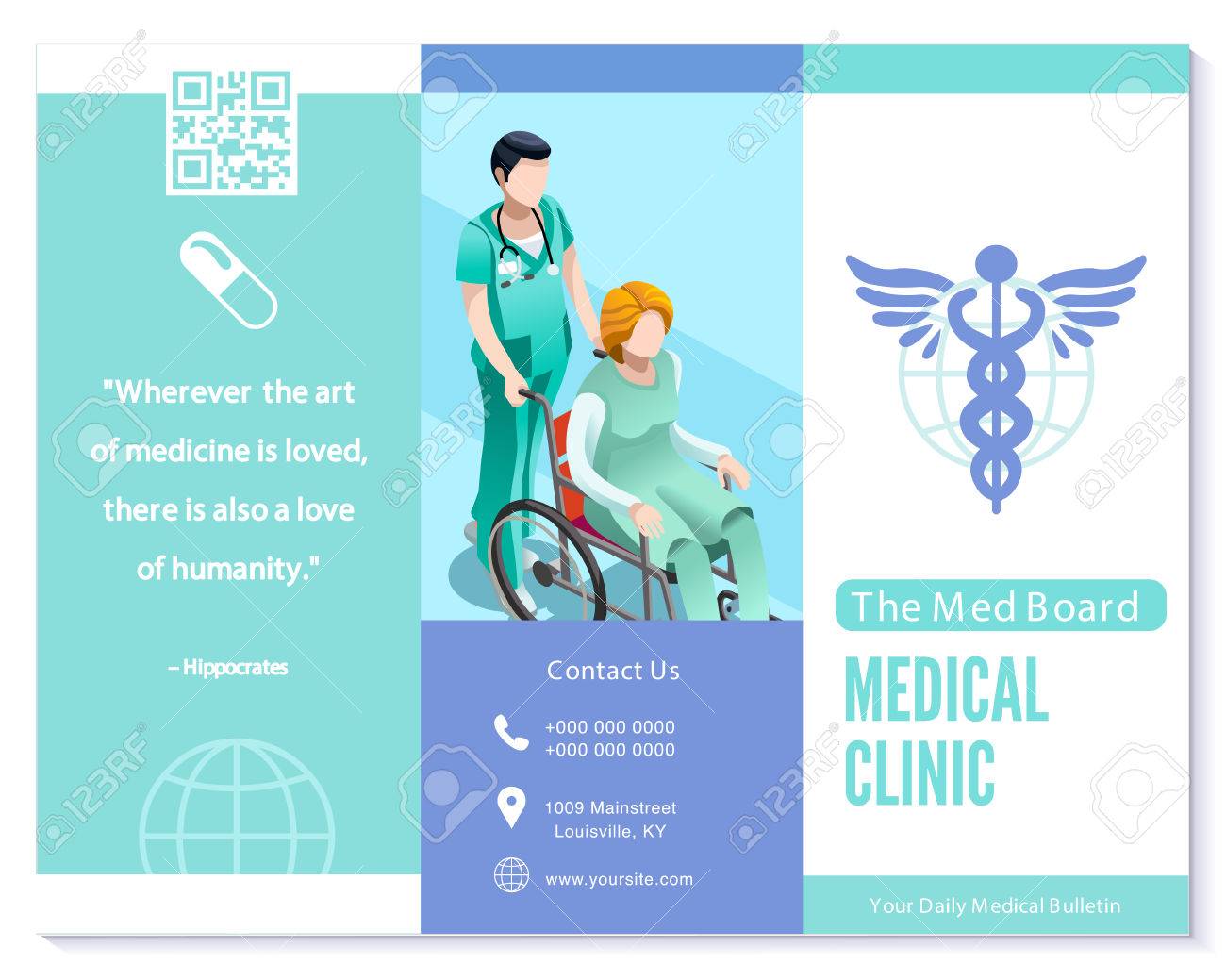 vector medical clinic trifold brochure simply modern design with medical brouchure