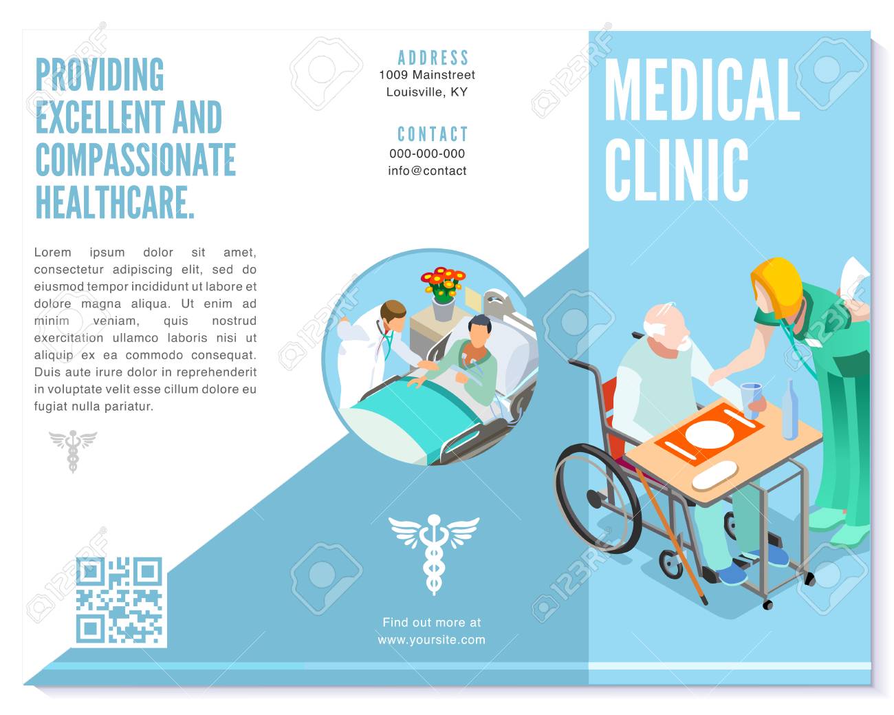 vector medical clinic trifold brochure simply modern design with medical trifold brochure