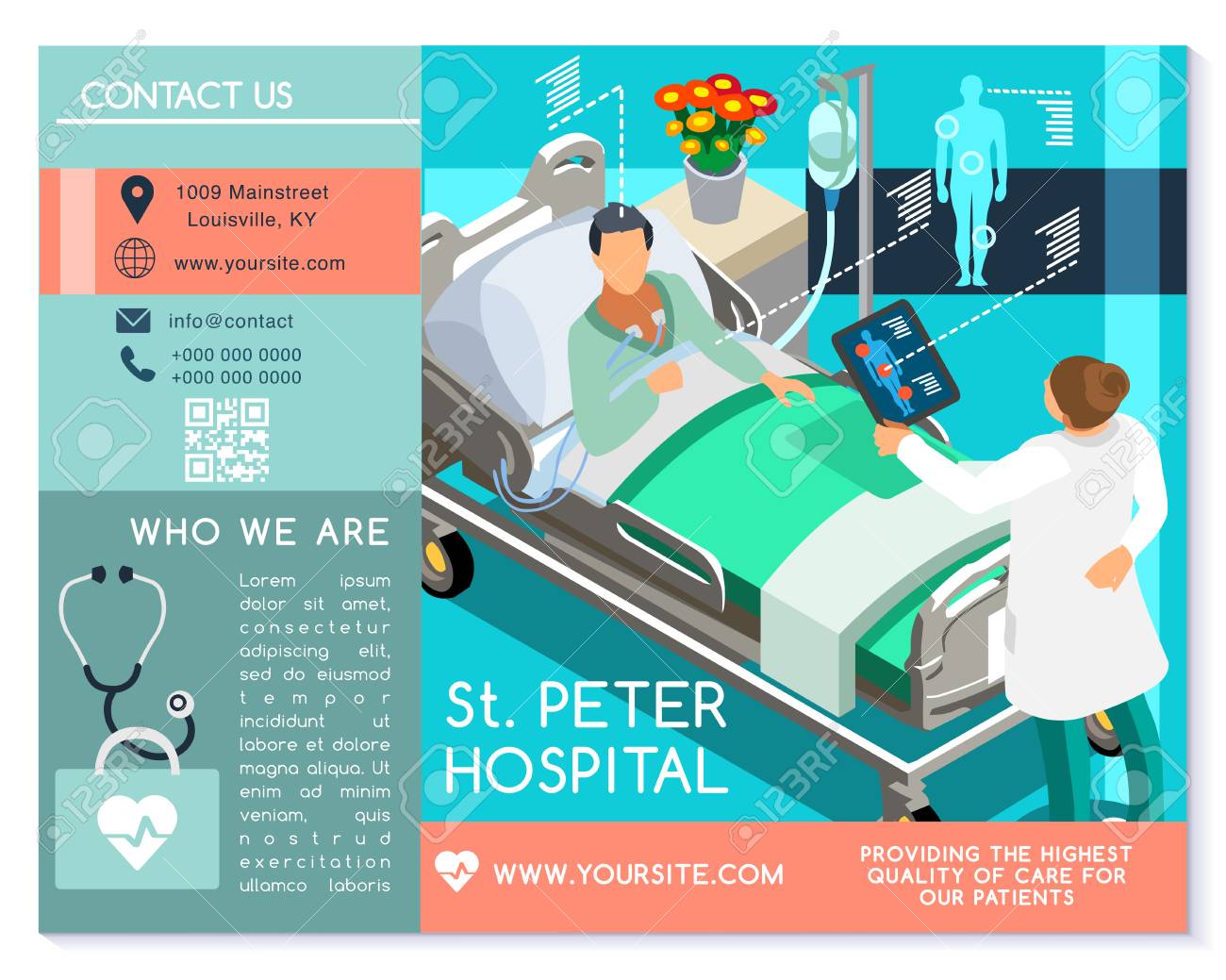 vector medical clinic trifold brochure simply modern design with medical trifold brochure