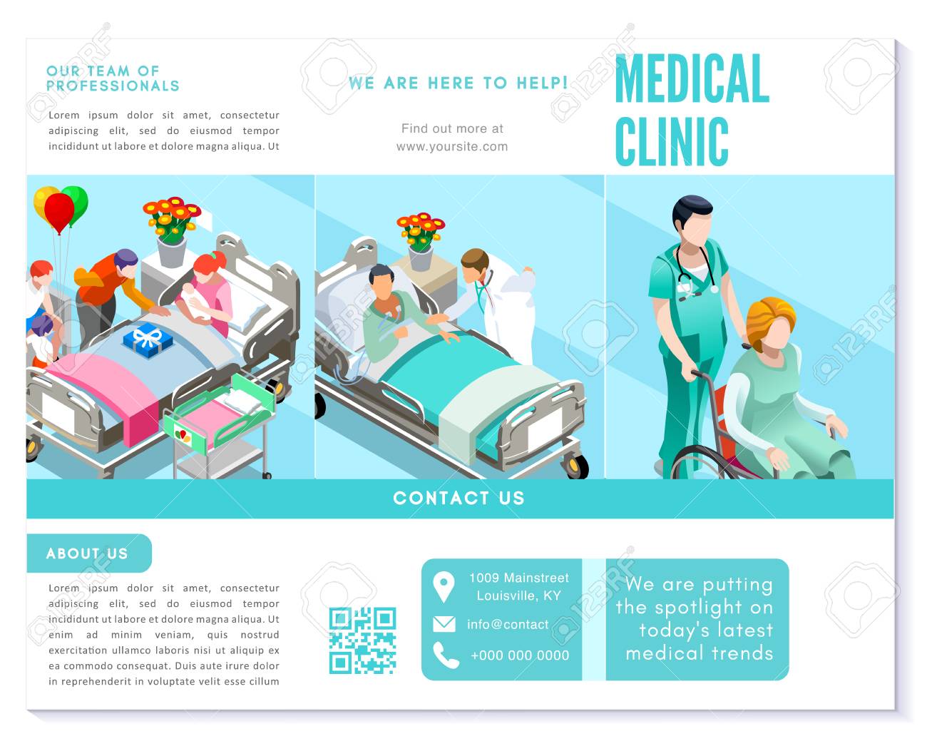 vector medical clinic trifold brochure simply modern design with medical trifold brochure