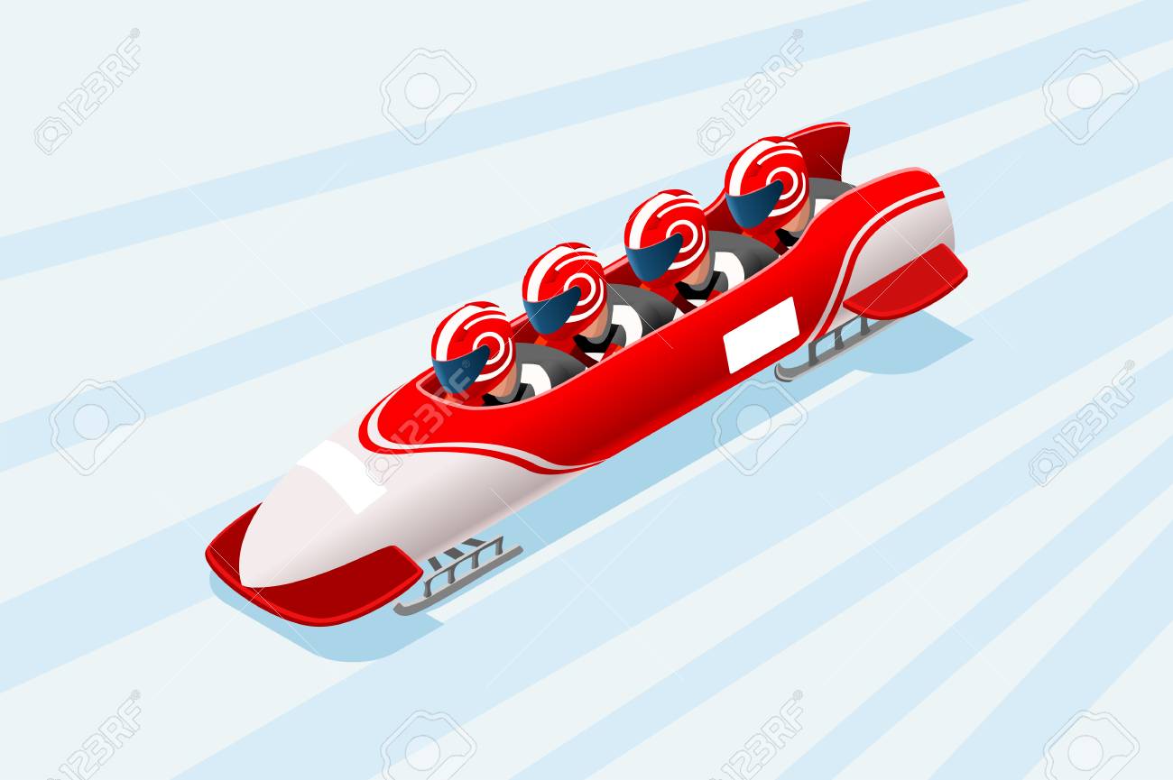ボブスレーのそりレース選手冬スポーツ男ベクトル 3次元等尺性アイコン のイラスト素材 ベクタ Image