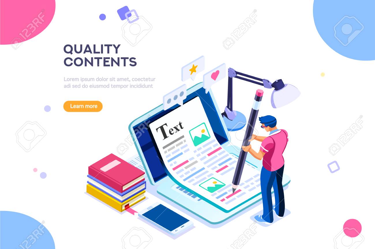 Seo infographic, content for creative blog post. Blogger character. Can use for web banner, infographics, hero images. Flat isometric character, vector illustration isolated on white background. - 103746422 Seo infographic, content for creative blog post. Blogger character. Can use for web banner, infographics, hero images. Flat isometric character, vector illustration isolated on white background. - 103746422