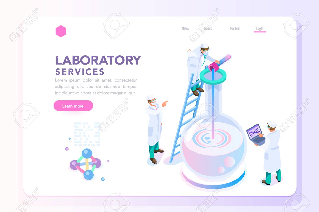 Health and biochemistry laboratory of nanotechnology. Molecule helix of dna, genome or gene evolution. Vector beauty science genome clone sequence concept with characters. Flat isometric illustration. - 105923250 Health and biochemistry laboratory of nanotechnology. Molecule helix of dna, genome or gene evolution. Vector beauty science genome clone sequence concept with characters. Flat isometric illustration. - 105923250