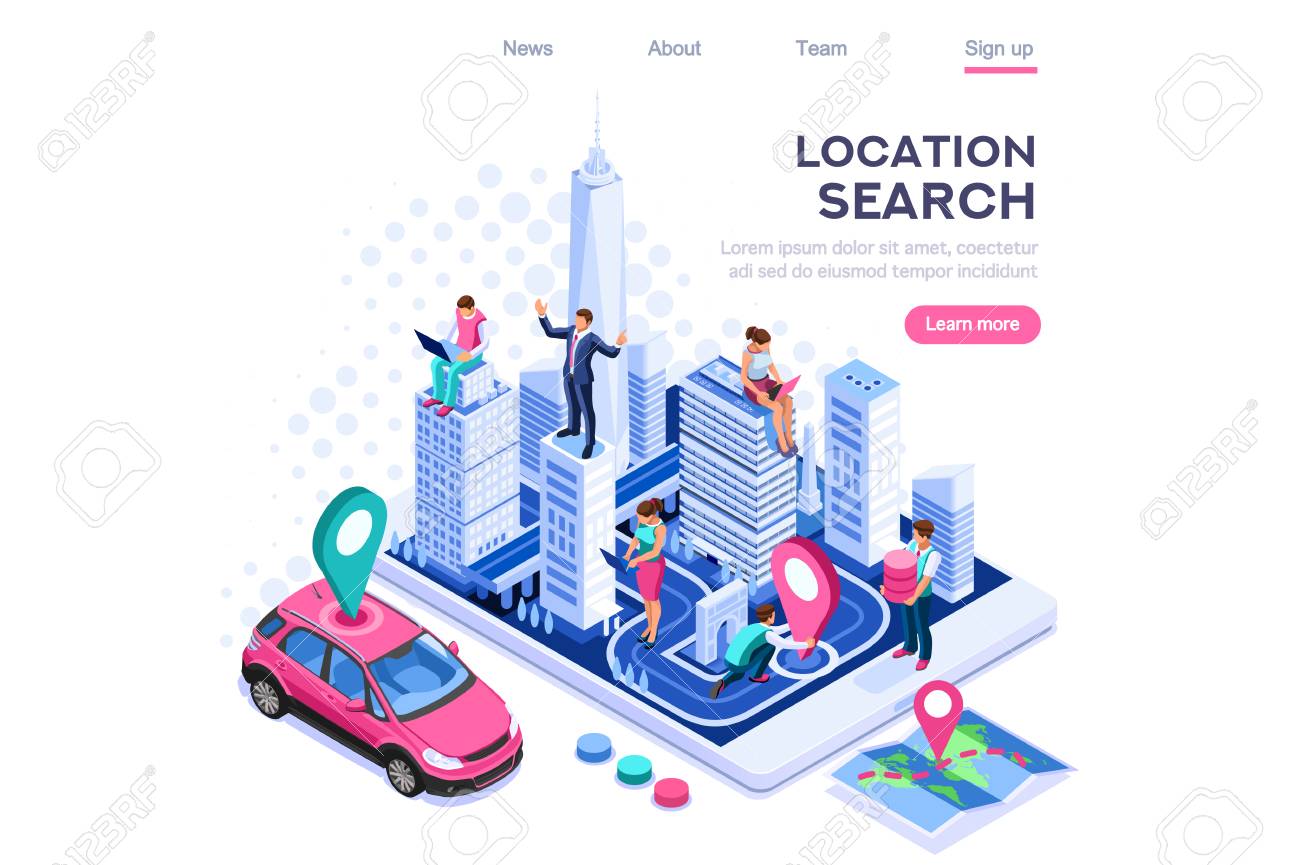City location, cartography path marker system. Map navigator, smartphone navigation concept for web banner, infographics, hero images. Flat isometric vector illustration isolated on white background - 122715083 City location, cartography path marker system. Map navigator, smartphone navigation concept for web banner, infographics, hero images. Flat isometric vector illustration isolated on white background - 122715083