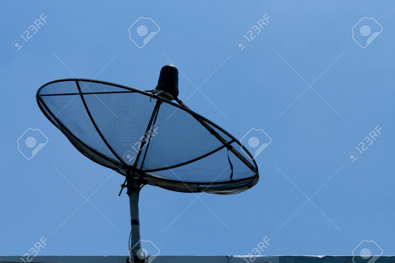 satellite dish in blue sky stock photo picture and royalty free
