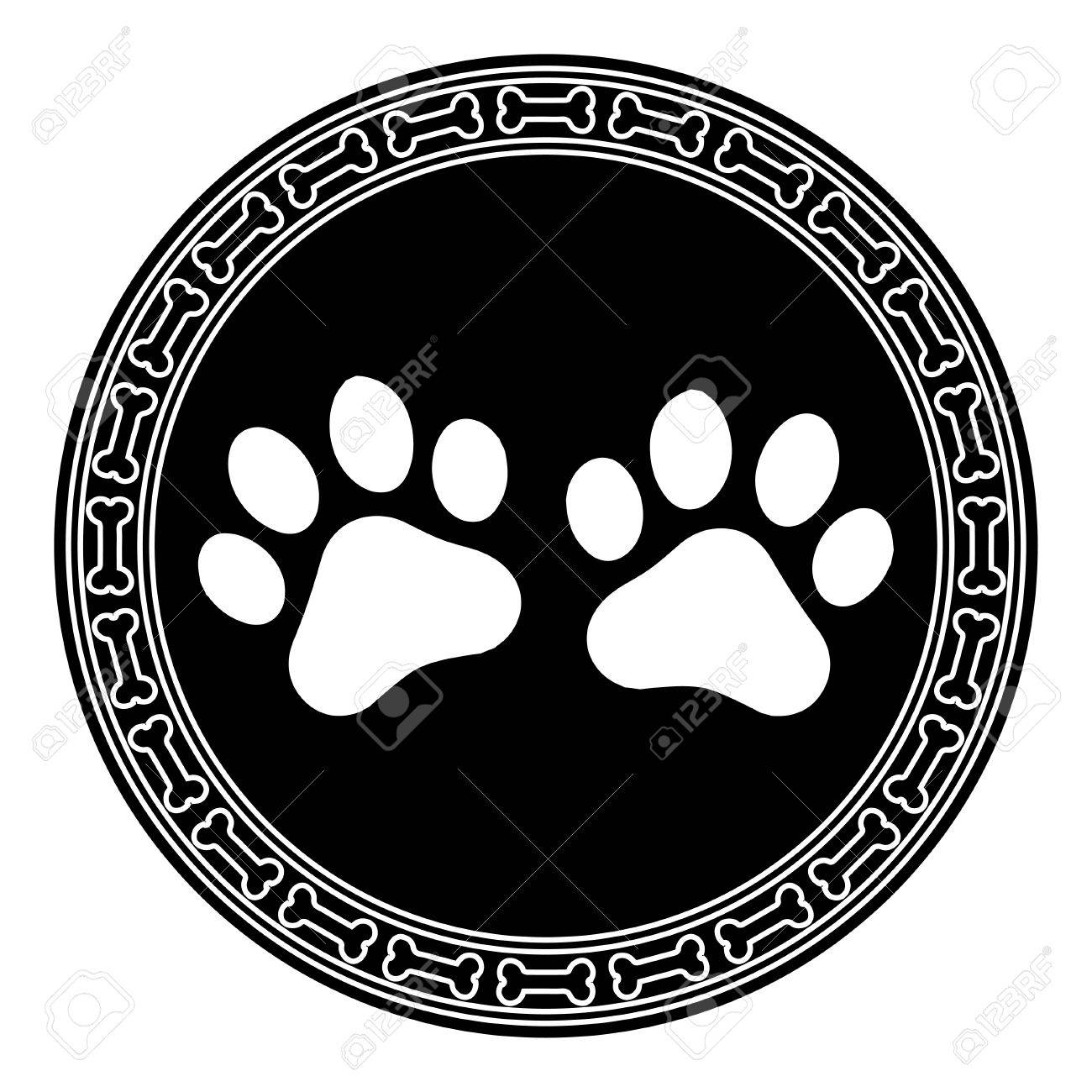 骨犬のあしあとのイラスト素材 ベクタ Image