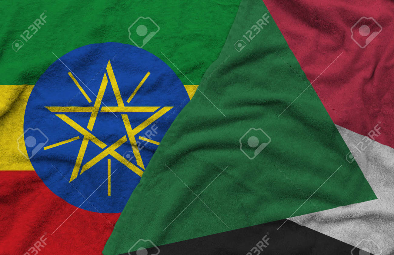 Ethiopia and Sudan flags pattern on towel fabric are placed together. It is the concept of the relationship between the two countries. - 158803102 Ethiopia and Sudan flags pattern on towel fabric are placed together. It is the concept of the relationship between the two countries. - 158803102