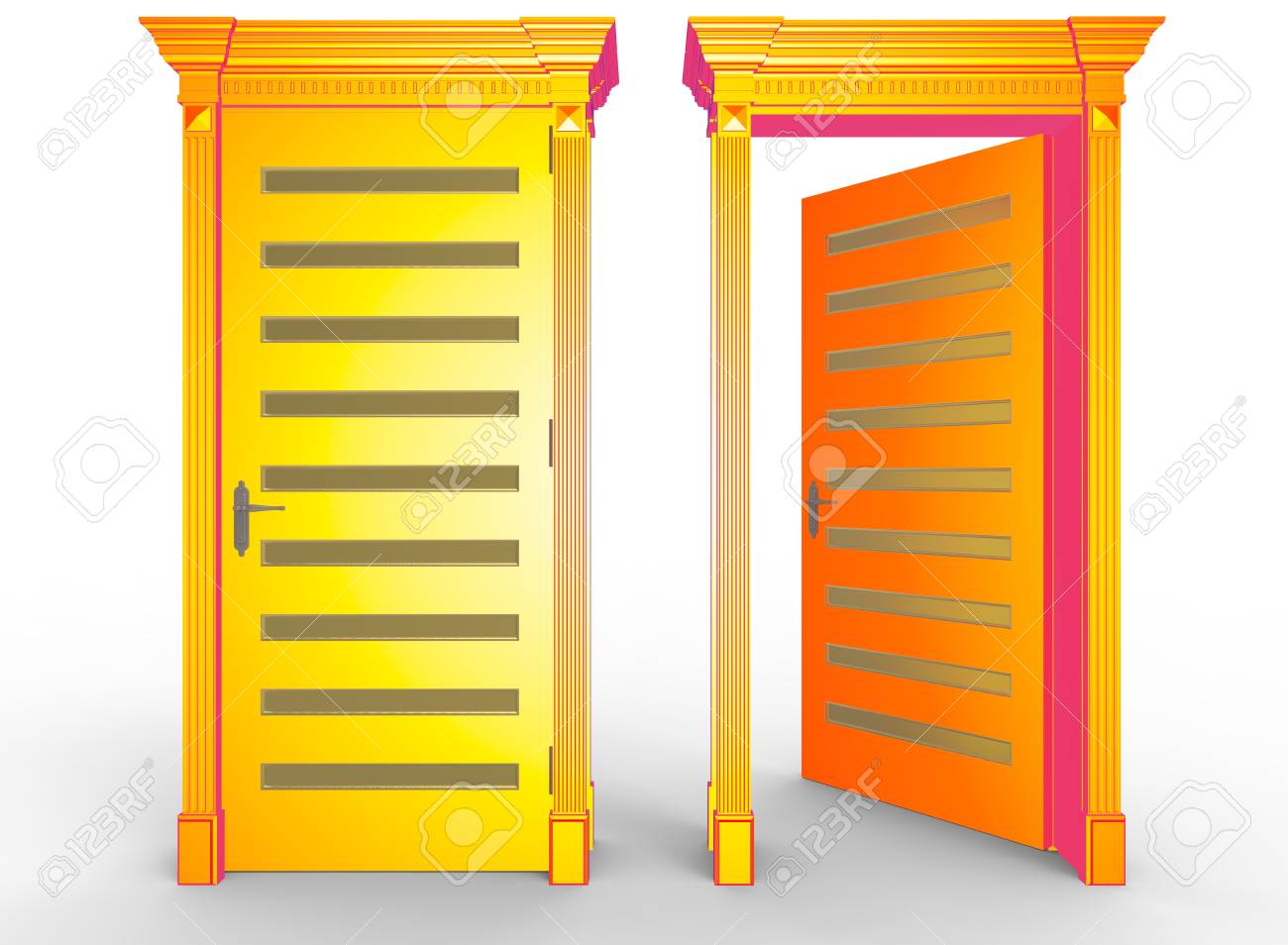 ドアの3d イラスト。白の背景を分離。ゲーム Web 用のアイコン。 の 