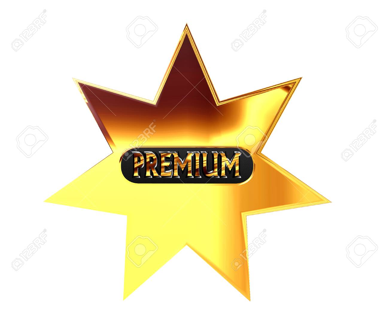 3d illustration gold star with premium text on a white background