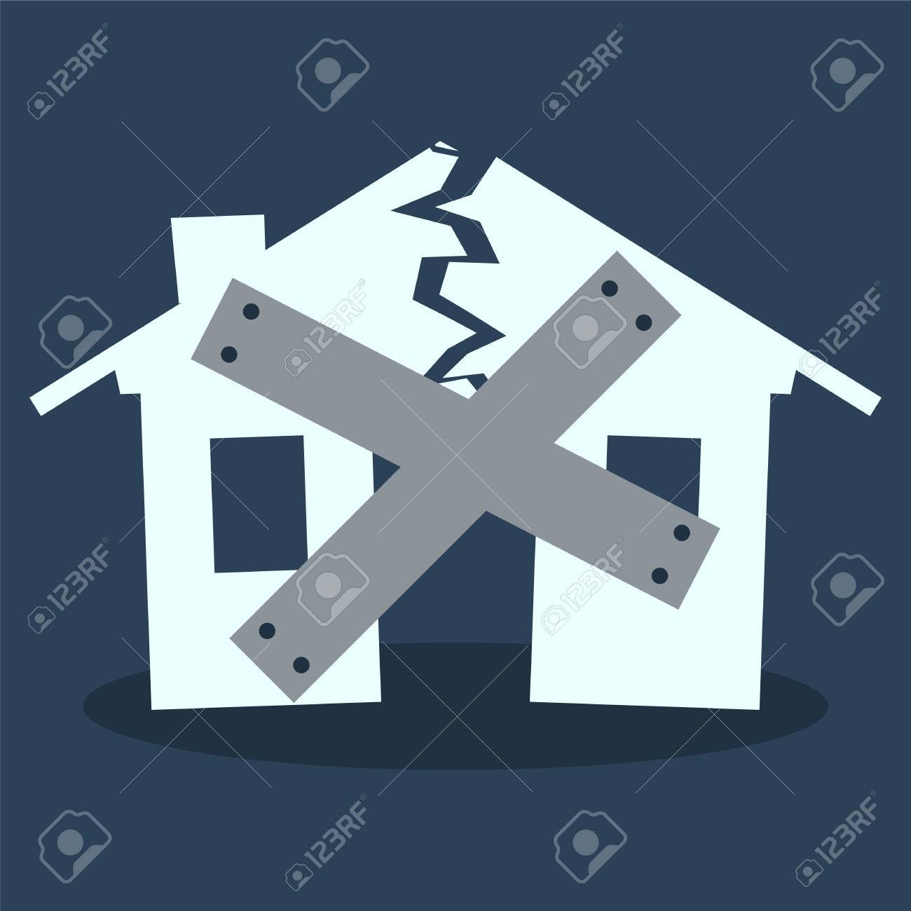 Haus Zu Schliessen Silhouette Gebrochenen Haus Als Illustration