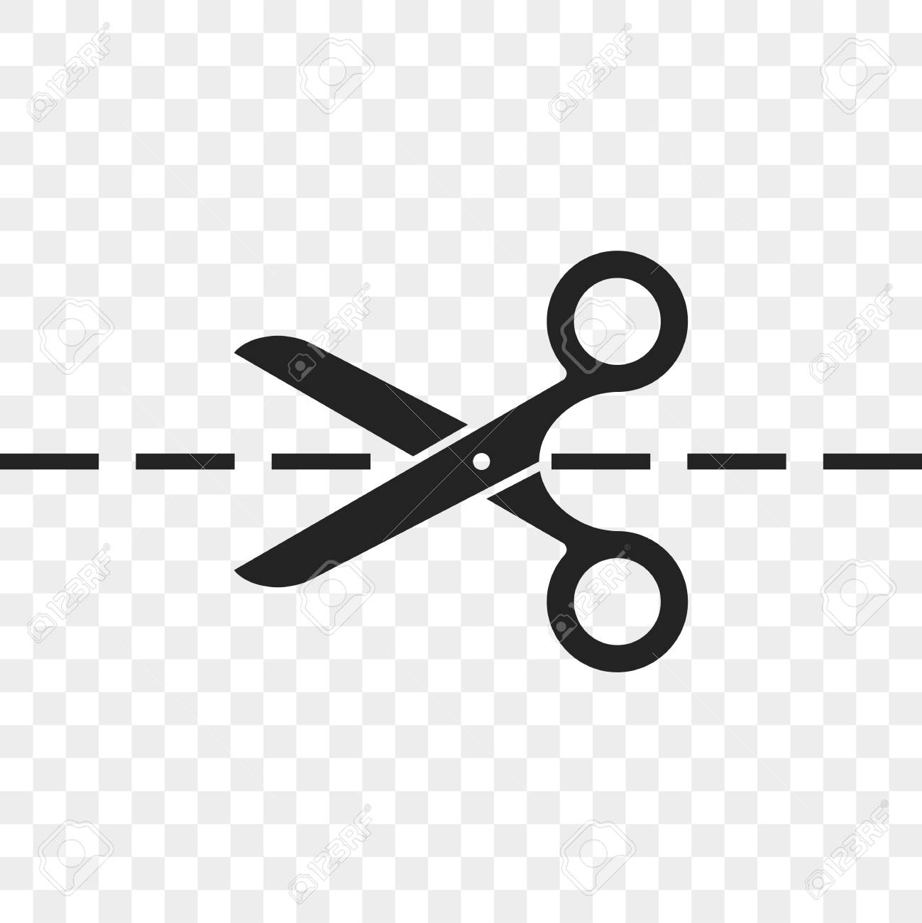 Scissors Cutting Line Vector Icon Of 