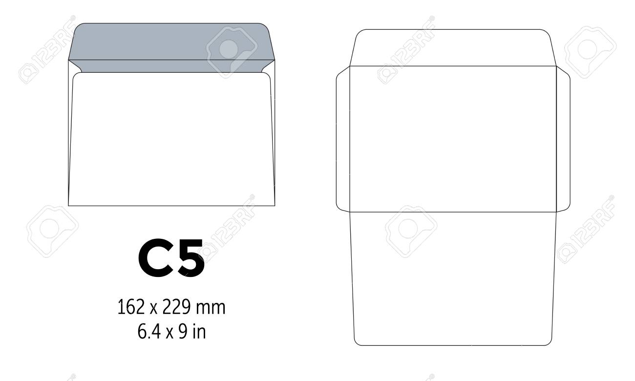 envelope c5 template for a4 a5 paper with cut lines vector lines template