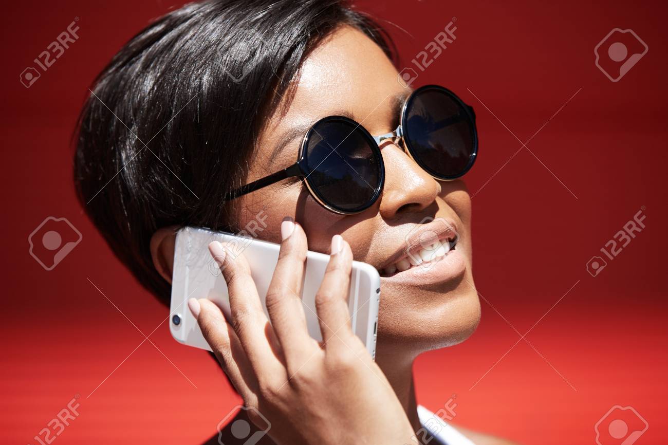 Close Up Portrait Of Beautiful Smiling Young Woman With Short