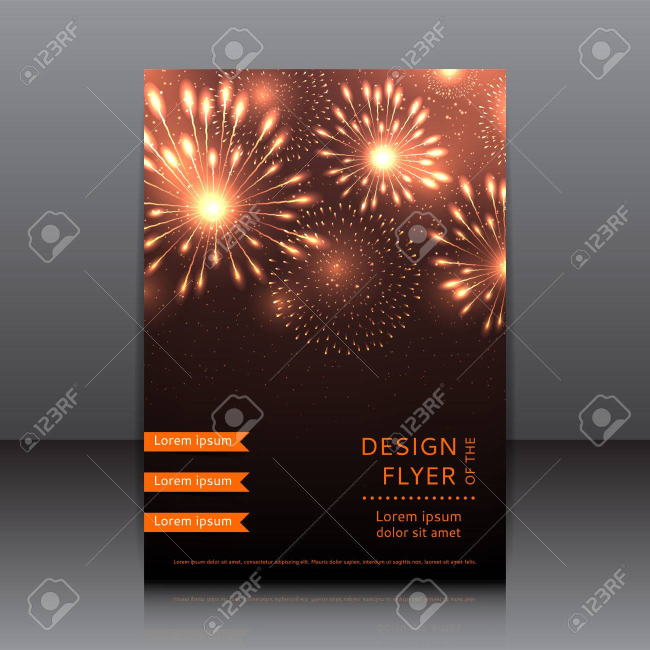 design of the flyer with fireworks fireworks flyer