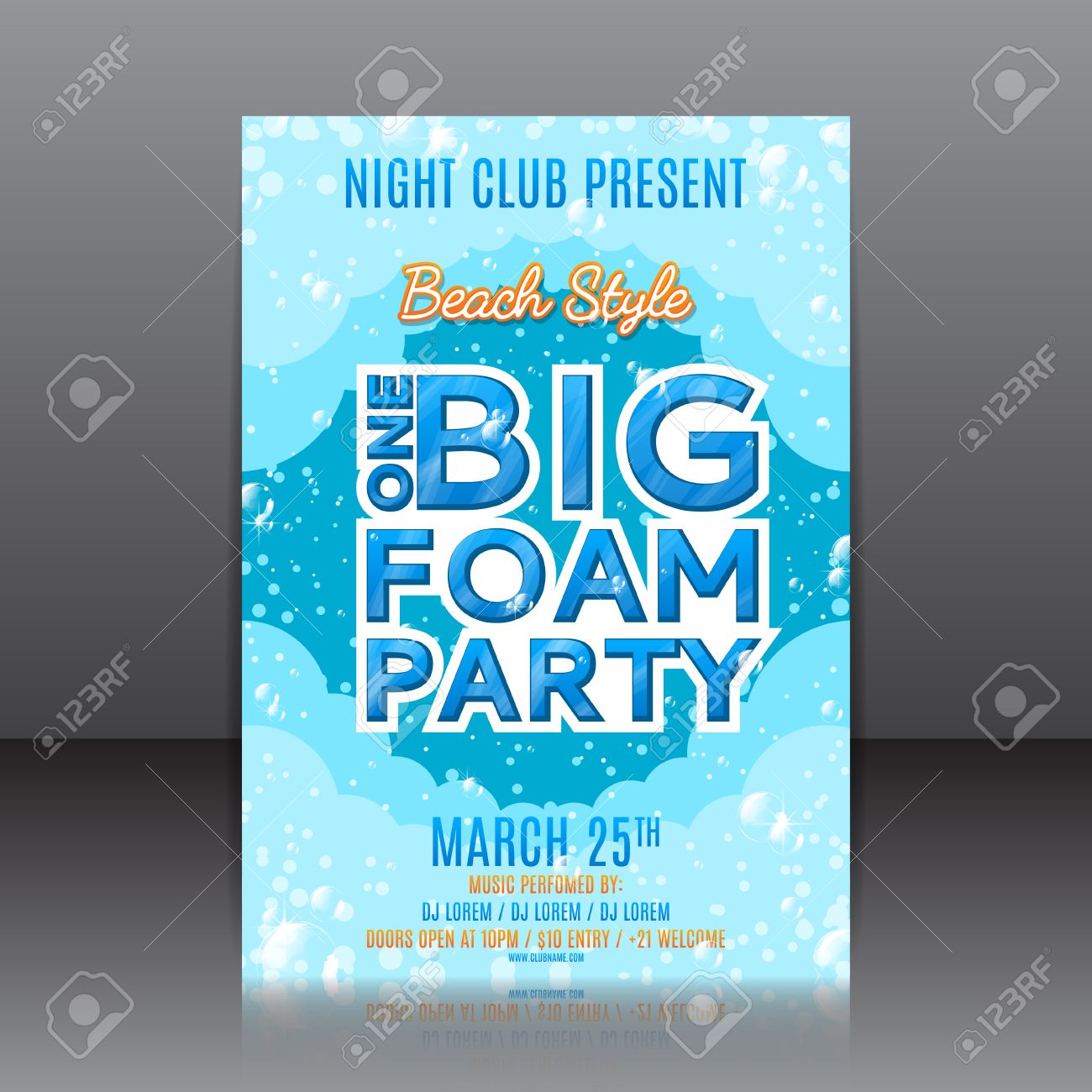 template of invitation on a foam party vector template for your party vector flyer