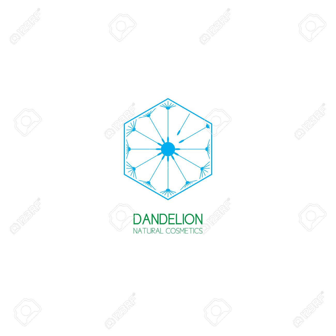 concept of template logo dandelion symbol of natural cosmetics