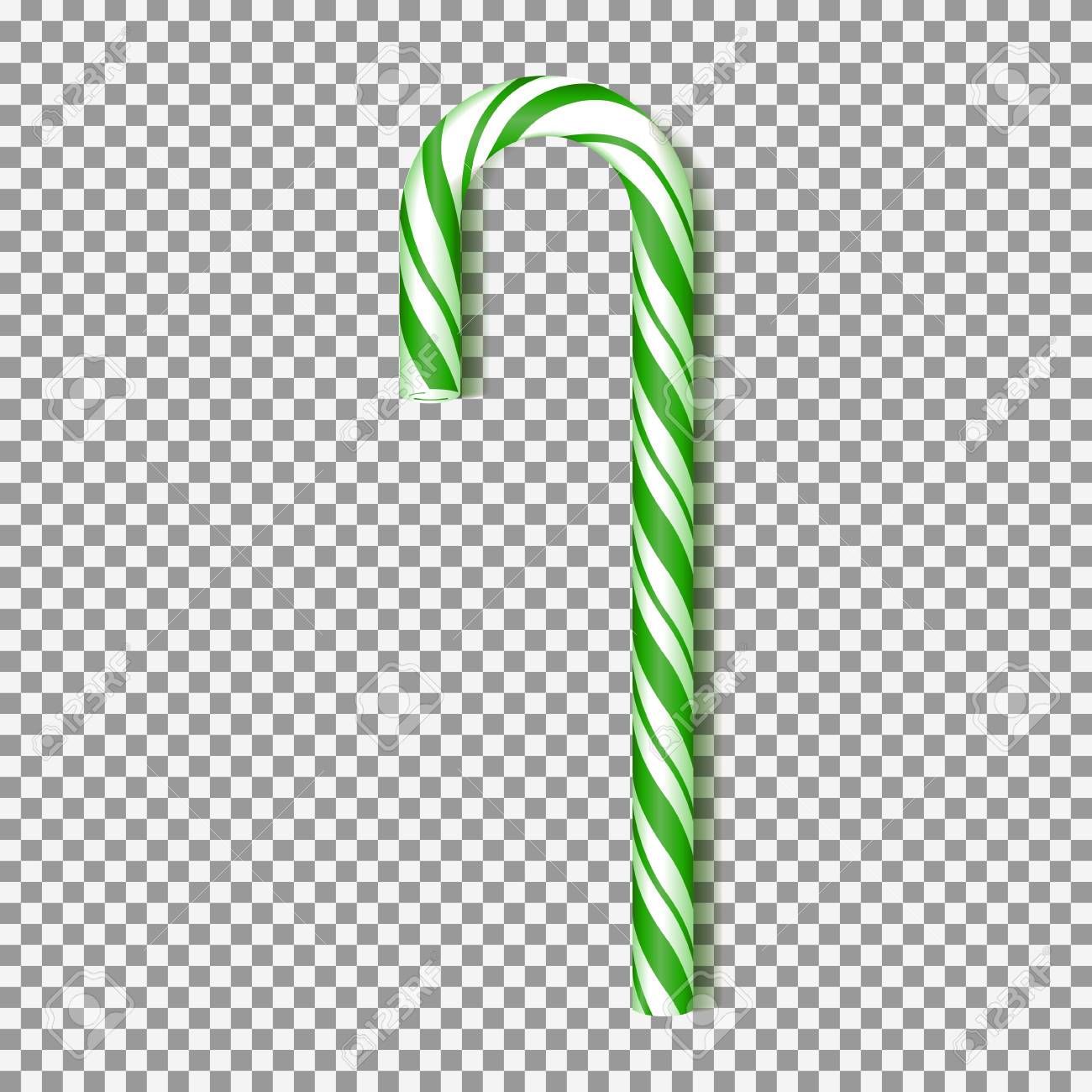 realistic green xmas candy cane isolated on transparent backdrop candycane template