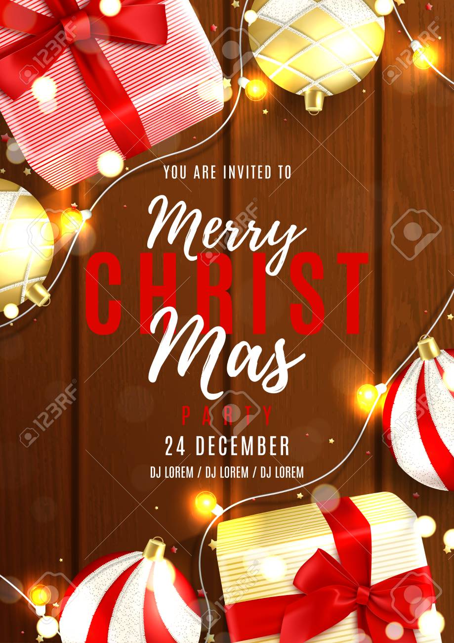merry christmas party invitation flyer elegant background with merry christmas party invitation