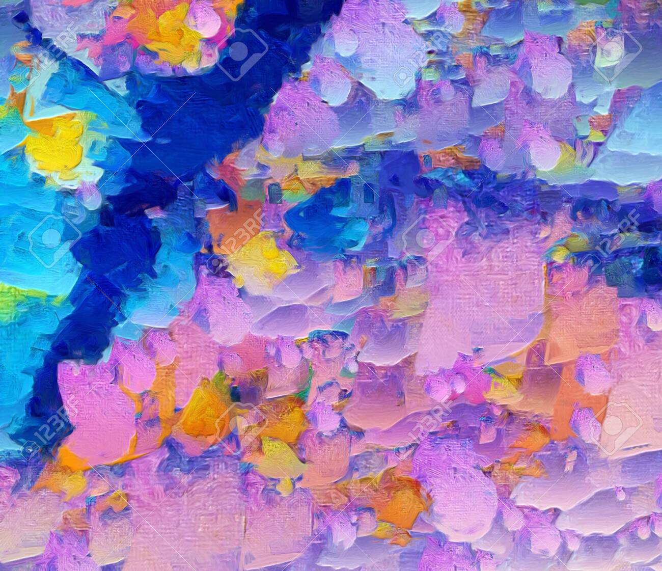 タイトル「青派」オイルパステル画 絵画 青い絵