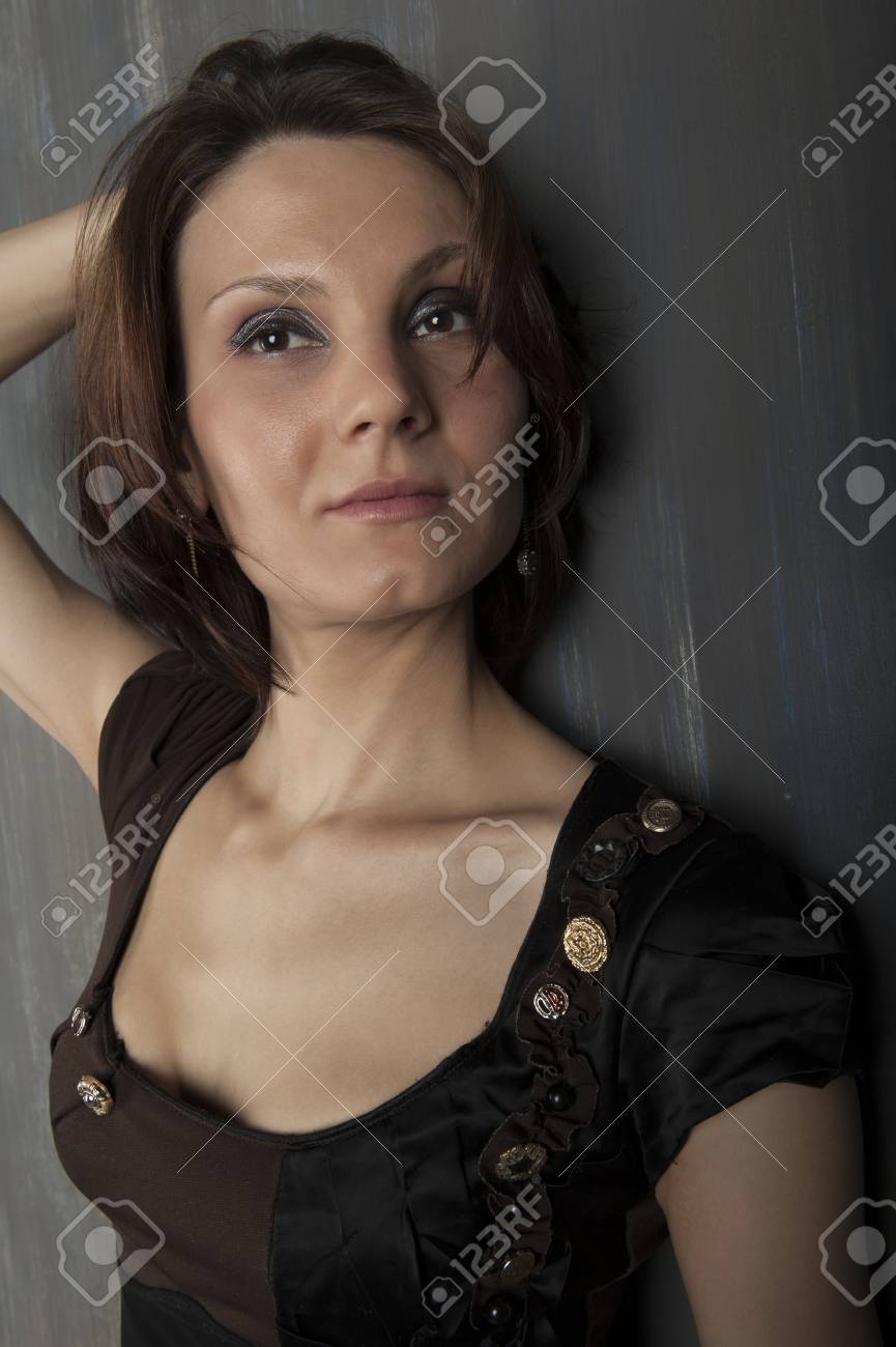 Portrait Of A Young Woman With A Cute Short Haircut Stock Photo