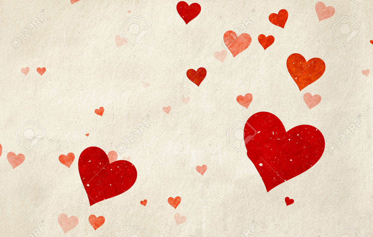 Valentine's Day Vintage Background With Hearts On Old Paper Texture Stock  Photo, Picture and Royalty Free Image. Image 163788247., image size:1300x826