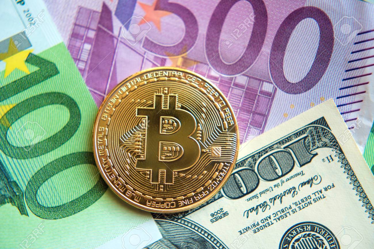 Bitcoin On Dollar And Euro Bills (investment, Exchange Rate, Wealth,  Luxury, Success, Stock Exchange - Concept) Stock Photo, Picture and Royalty  Free Image. Image 95556809.