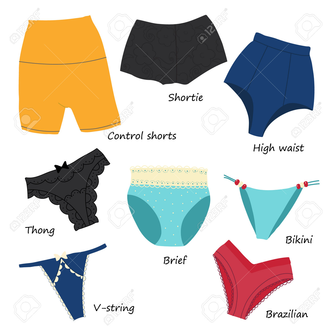 Diversi tipi shop di mutande femminili