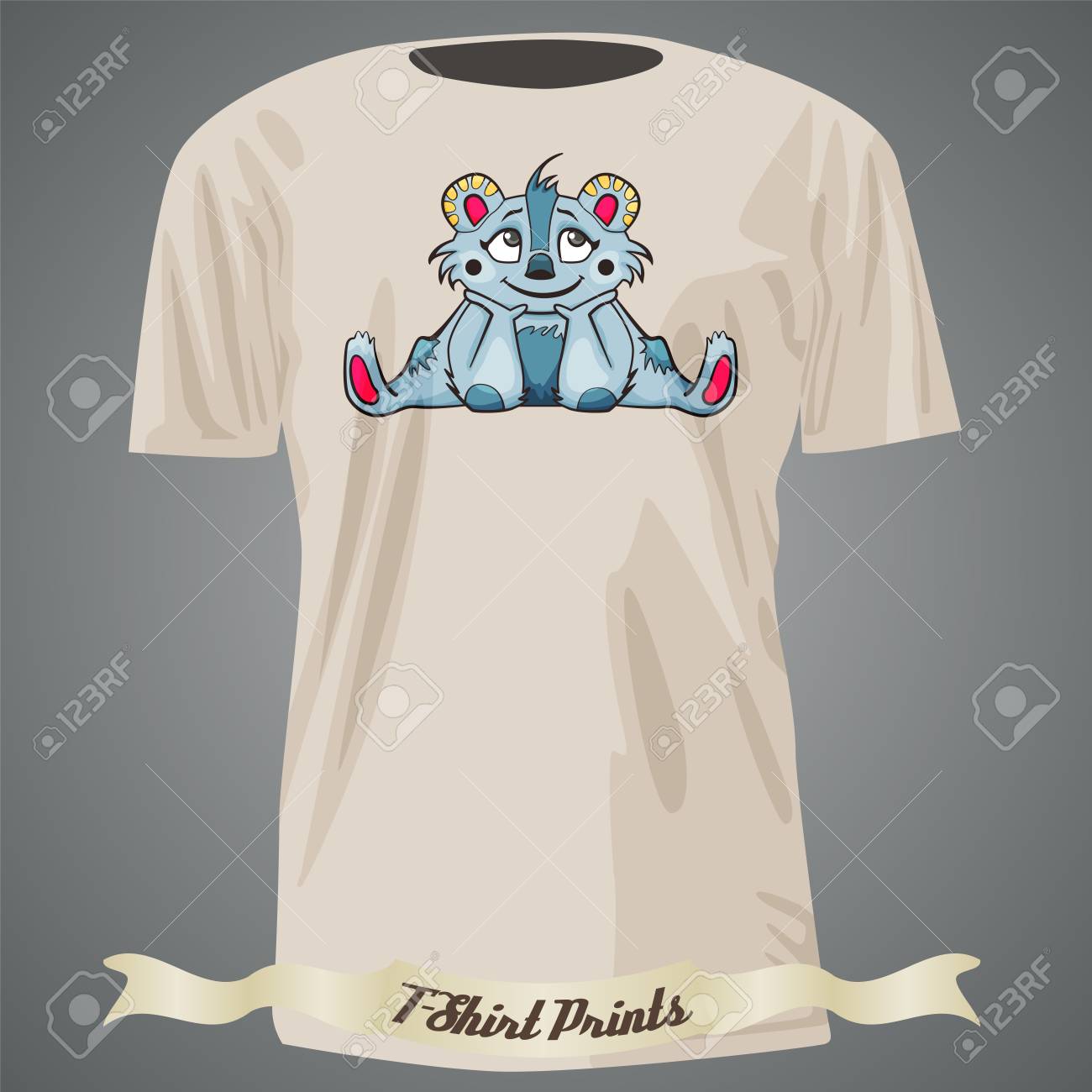 T Shirt Design With Cartoon Of Cute Fantasy Animal Royalty Free Cliparts Vectors And Stock Illustration Image