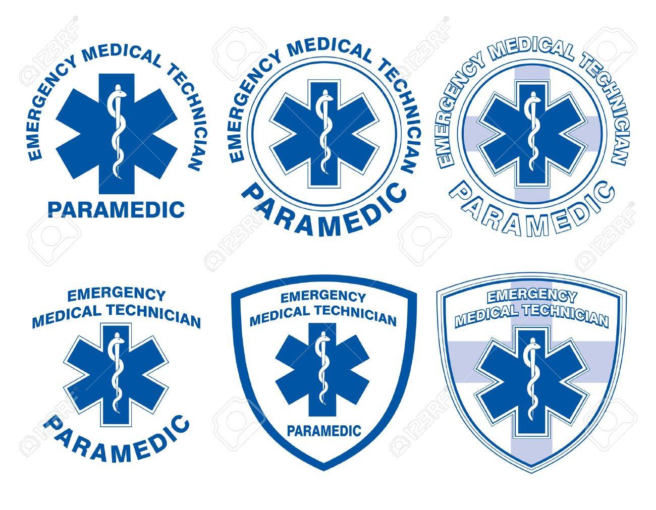 EMT Paramedic Medical Designs is an illustration of six EMT or paramedic designs with star of life medical symbols - 21598199 EMT Paramedic Medical Designs is an illustration of six EMT or paramedic designs with star of life medical symbols - 21598199