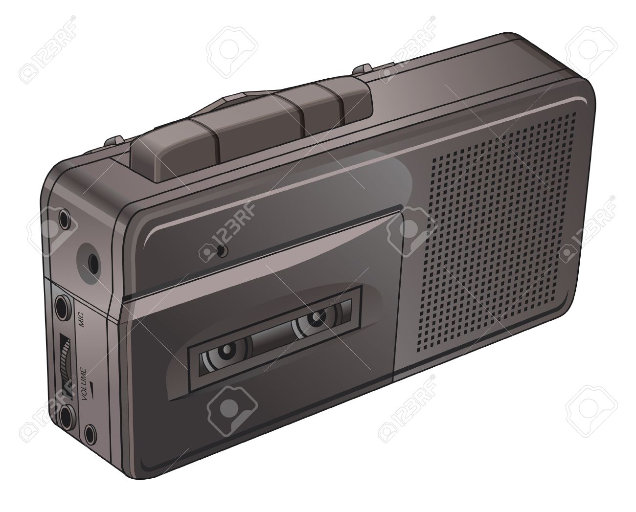 ビンテージのテープやボイス レコーダーは小さなビンテージ テープまたはボイス レコーダー ディクテーション ノートとのインタビューに使用のイラスト です のイラスト素材 ベクタ Image