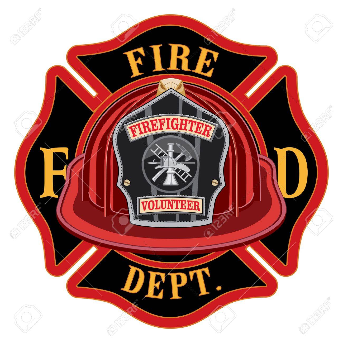 fire department cross volunteer red helmet is an illustration