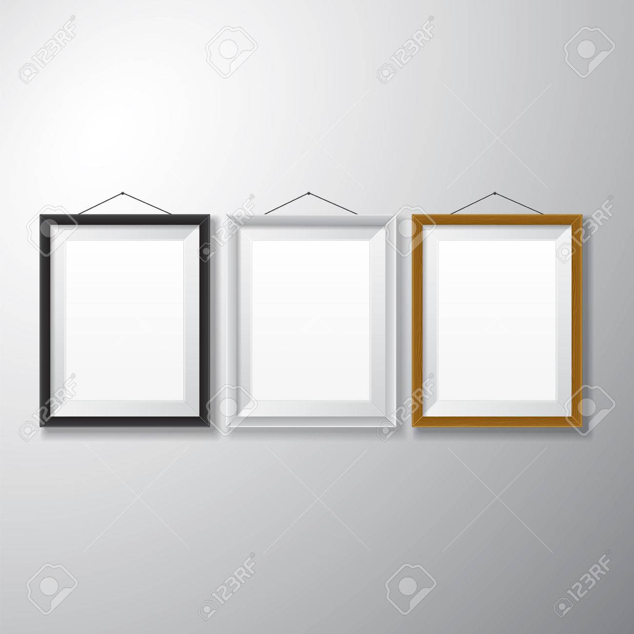 variety types of realistic vertical picture frames with empty