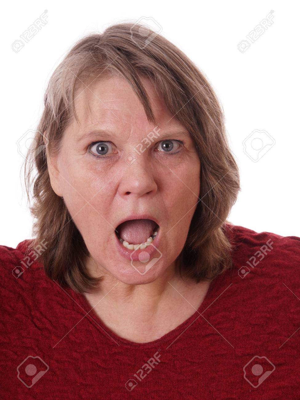 Axel BueckertMature Woman Shocked Stock Photo