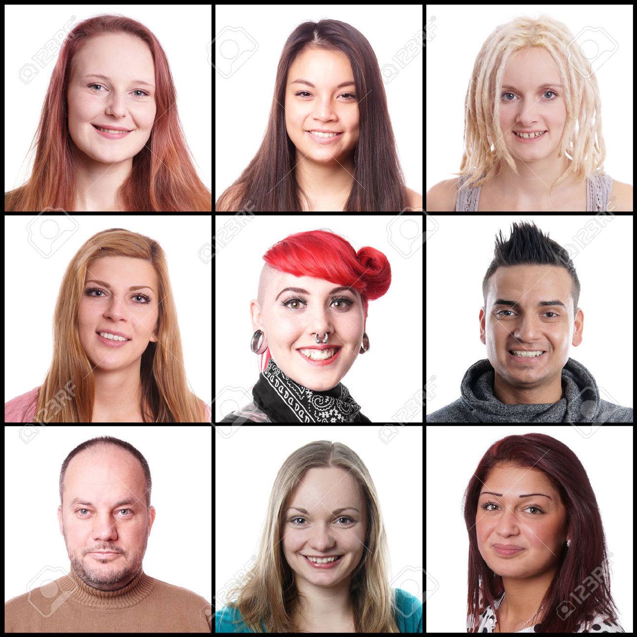 collection of 9 different multi-ethnic women and men ranging from 18 to 45 years - 36087476 collection of 9 different multi-ethnic women and men ranging from 18 to 45 years - 36087476